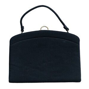 Crown Lewis Stachel Purse Black Snap Top Large Clutch Vintage 60s Goth Minimal